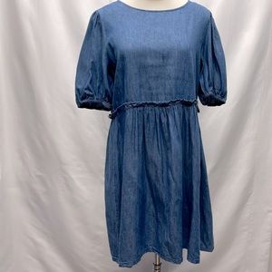 Love & Piece Short-Sleeve Chambray Dress Babydoll Dress Sz Medium